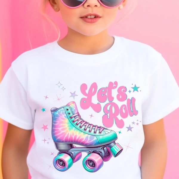 Roller Skate Shirt, Tie Dye Birthday, 10th Birthday Shirts, Retro Roller Skates, Let's Roll, Roller Skate Party, Skating Birthday Girl