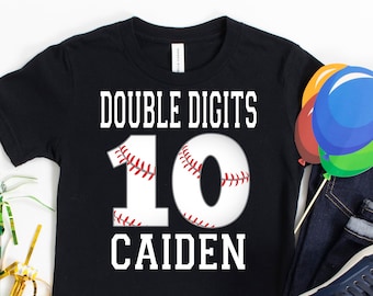 Double Digits, Ten Birthday Boy Shirt, 10 Double Digits, Baseball Boy Shirt, Baseball Party Shirt, Tenth Birthday Shirt