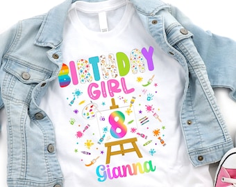 Painting Birthday, Art Party Girl, Art Party Matching, Custom Art Shirts, Birthday Family Tees, Painting Theme Birthday