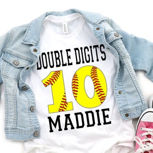 10th Birthday, 10th Birthday Girl, 10th Birthday Gift, Double Digits, 10 Double Digits, Girls Birthday Shirt, Girls Softball