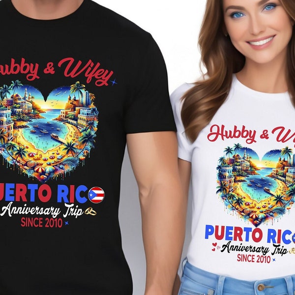 Puerto Rico Couples, Anniversary Trip, Honeymoon Shirts, Hubby Wifey Tees, Couples Trip, Puerto Rico Matching, Wedding Anniversary