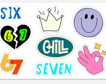 6 7 kids slang sticker sheet