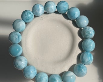 Braccialetti In Larimar: Pietra Preziosa Caraibica Blu Cielo - Foto 3
