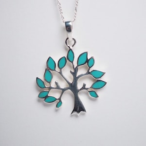 Tree of life 925 Sterling Silver pendant necklace with Mother of Pearl Inlay, SSP005