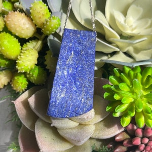 Natural Blue Lapis Lazuli pendant or necklace, double sided Lapis pendant,  BL011