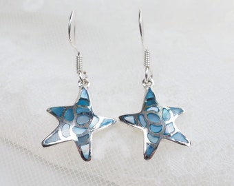 Starfish shell and sterling silver earrings,SSE017