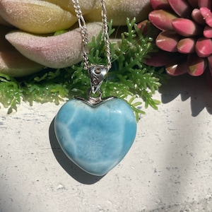 AAAAA+ Natural Blue Larimar heart pendant, LAR043