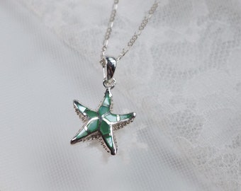 Shell  & Sterling Silver Starfish pendant or necklaces, SSP007