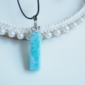 AAAA+ Natural Blue Larimar crown pendant, Sterling Silver, LAR011