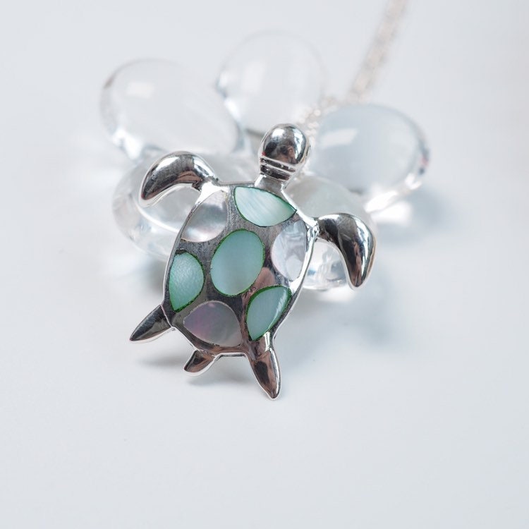 Seashell jewelry Sea turtle shell pendant Sterling Silver | Etsy