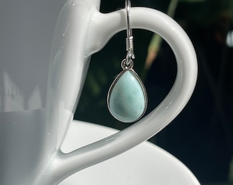 Natural Larimar and sterling silver drop earrings, SSE020