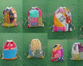 20Pc Wholesale Lot Vintage Kantha Pouch Purse Indian Pouch Cotton Handmade Women Pouch Handbag Clutch Bag Vintage Pouch Drawstring Bag Pouch