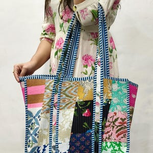 10Pc Cotton Quilted Patchwork Shoulder Bag Handmade Bag Cotton Handbag Shoulder Bag Handmade Tote Bag Luggage Shopping Bag NO ZIP Closure