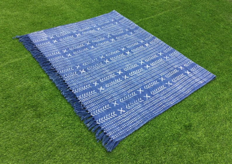 Area Rug Floor Rug Carpet Rug 9x12.ft Indigo Blue Rug Dari Rug Etsy