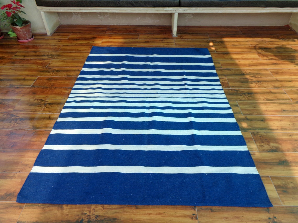 5x7 Rug Handmade Rug Area Rug Floor Rug Blue Rug Carpet Runner Etsy