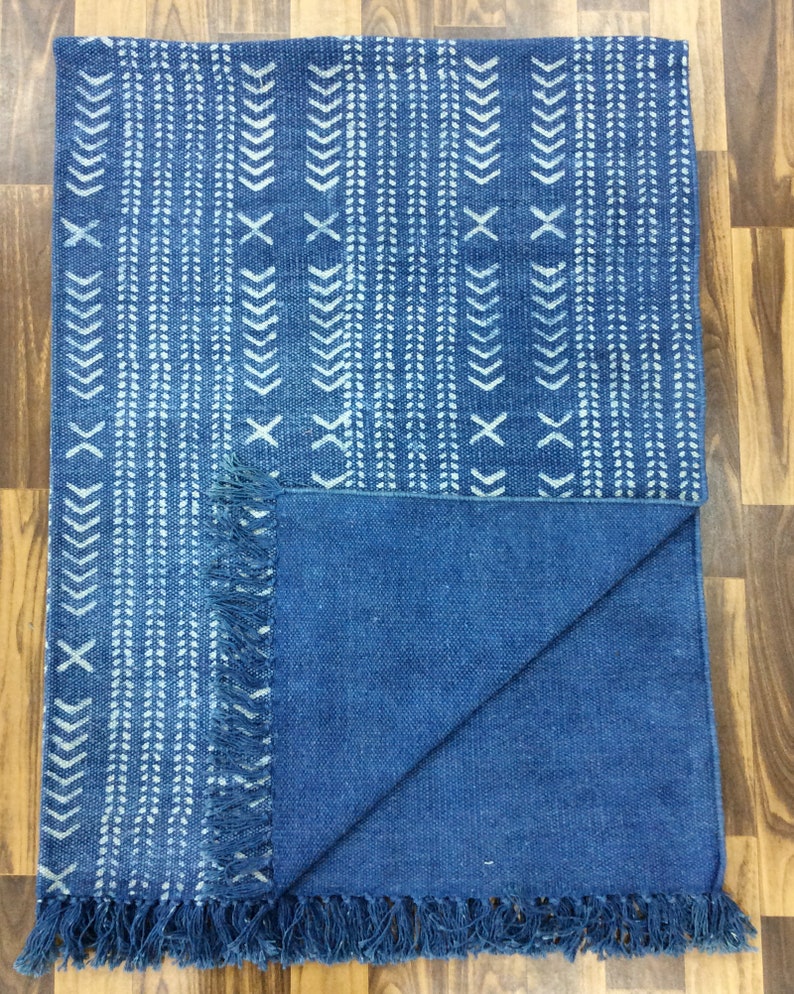 4x6.ft Indigo Blue Rug Area Rug Floor Rug Handmade Cotton Etsy