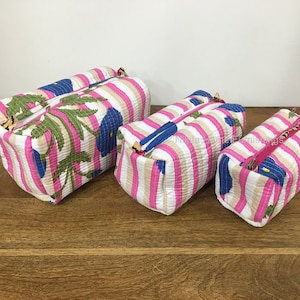 30Pc Handmade Cotton Quilted Pouch Toiletry Pouch Cosmetic Bag Travel Pouch Organizer Accessory Bag Block Printed Makeup Pouch Handmade Bag