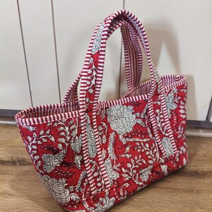 25Pc Quilted Shoulder Bag, Handmade Cotton Bag, Floral Handbag, Tote Bag, Snap Closure, Indian Cotton Bag