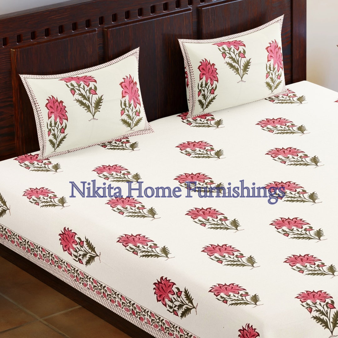 Cotton Bedsheet Hand Block Print Bedsheet Floral Bedsheet Etsy
