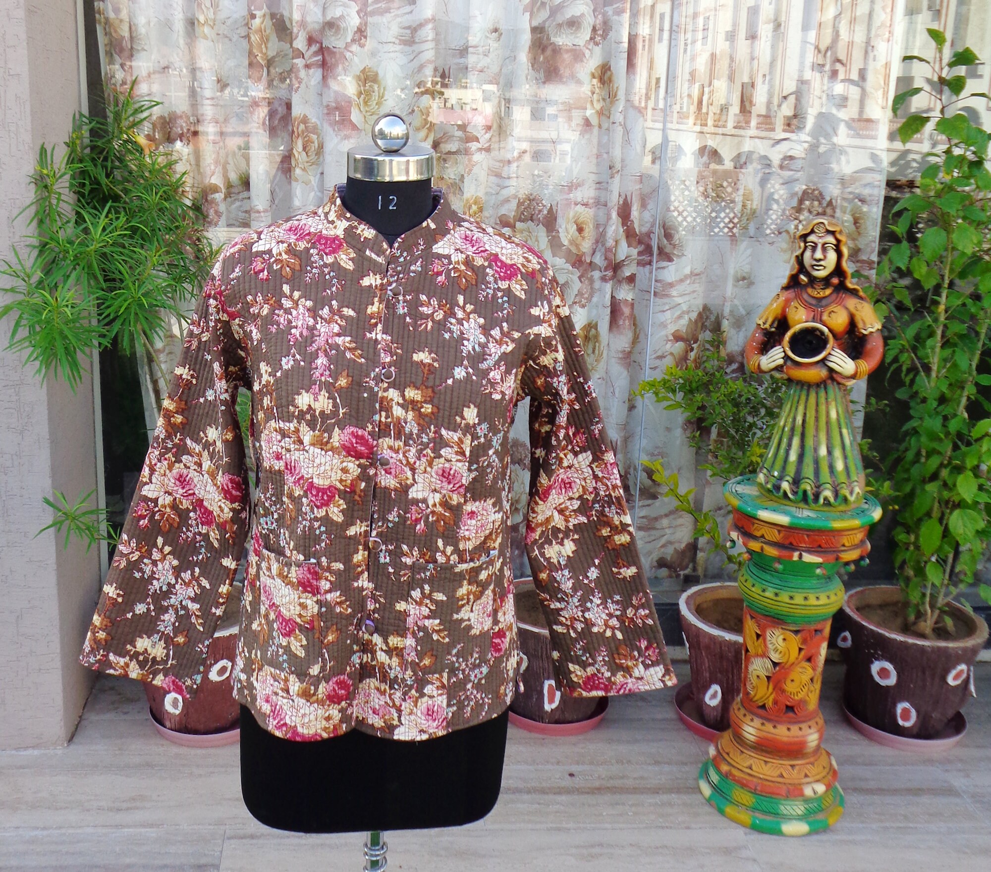 Women Cotton Quilted Jacket Reversible Coat Jacket Handmade Etsy