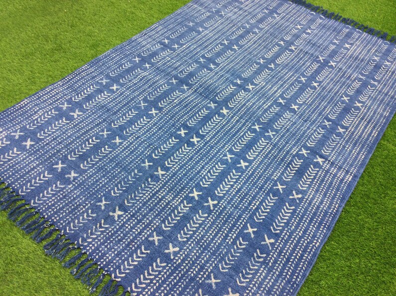 Area Rug Floor Rug Carpet Rug 9x12.ft Indigo Blue Rug Dari Rug Etsy