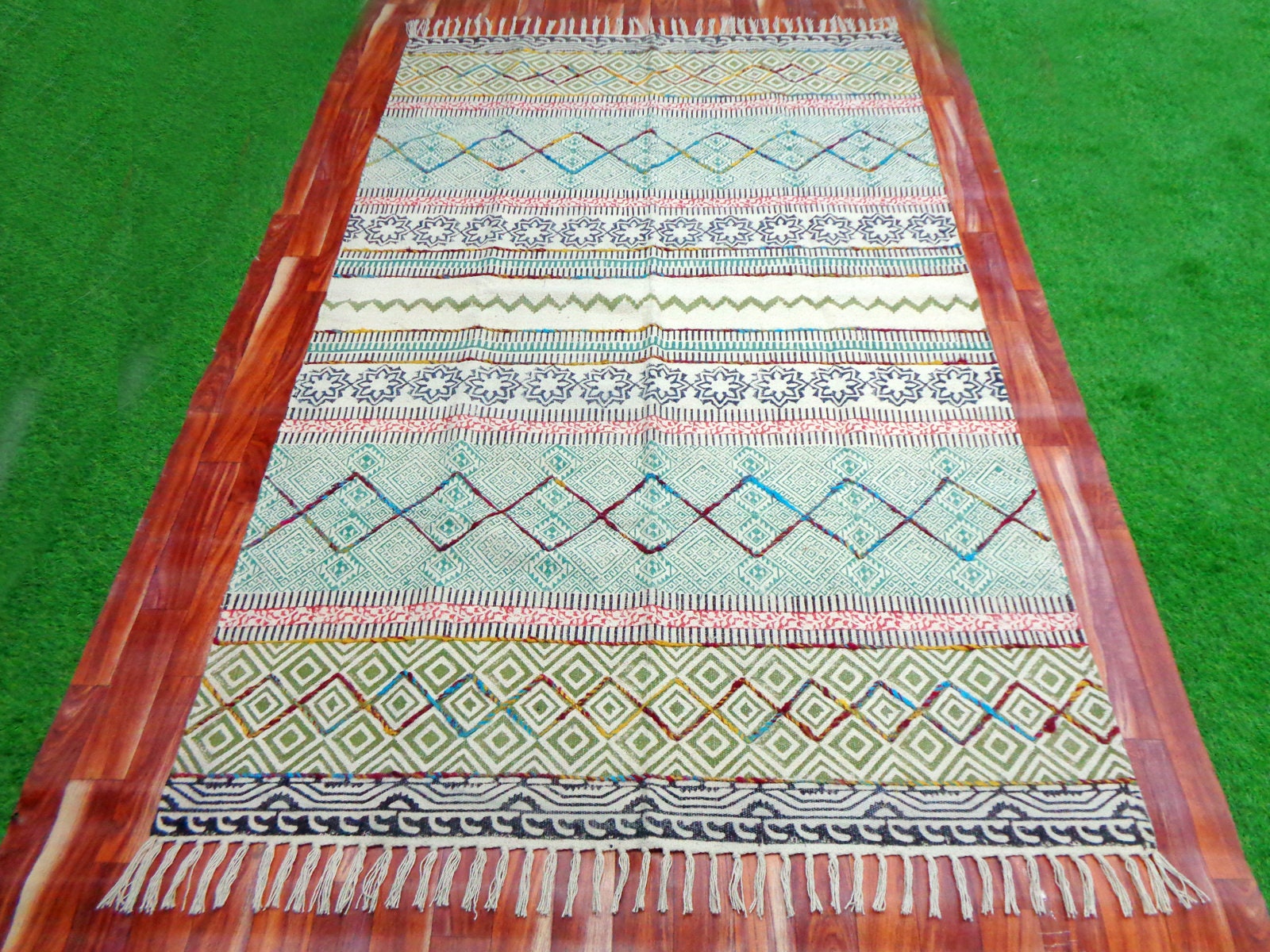 2x3.ft Embroidered Rug Area Rug Floor Handmade Cotton Bohemian Etsy