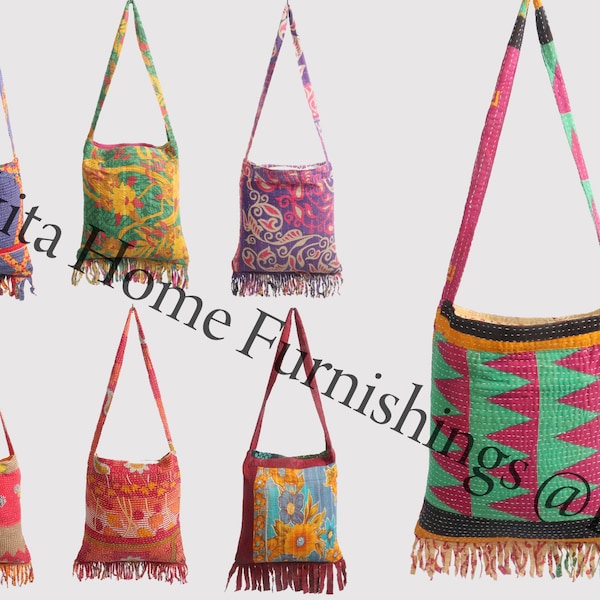 100Pc Vintage Kantha Bag Handmade Cotton Bag Floral Crossbody Bag Women Shoulder Bag Indian Floral Bag Cotton Carry Shopping Bag Kantha Bag