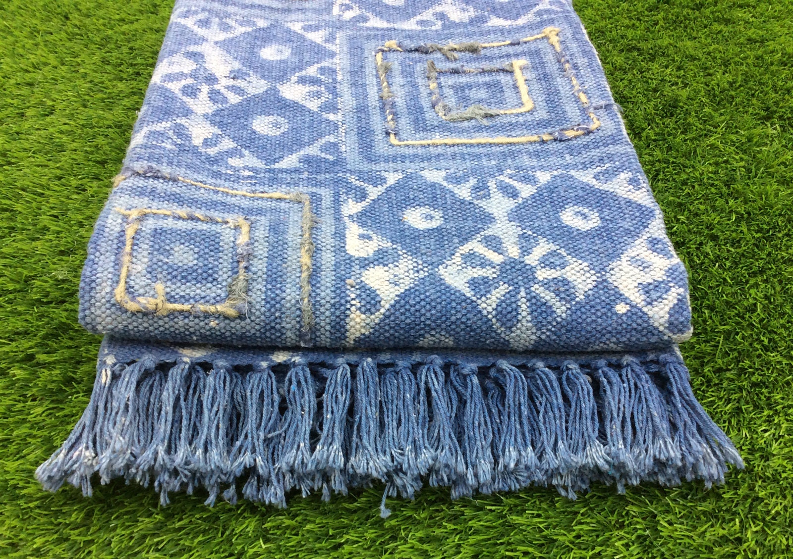 4x6.ft Embroidered Rug Indigo Rug Blue Rug Cotton Rug Indian Etsy