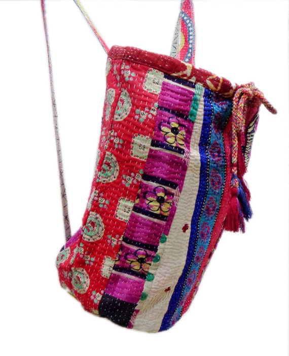 10Pc Wholesale Lot Women's Pouch Vintage Kantha Cotton Floral Drawstring Handbag 