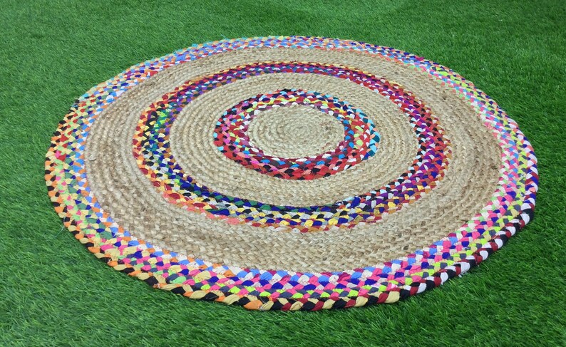 Multi Jute Teppich Runde Teppich Tur Matte Home Teppich 3x3 Ft Etsy