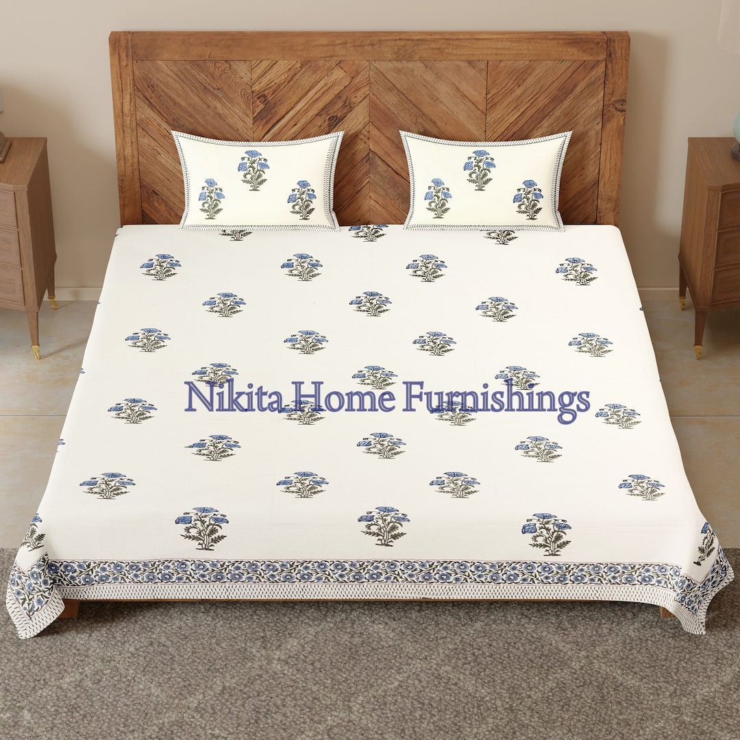 Cotton Bedsheet Hand Block Print Bedsheet Floral Bedsheet Etsy