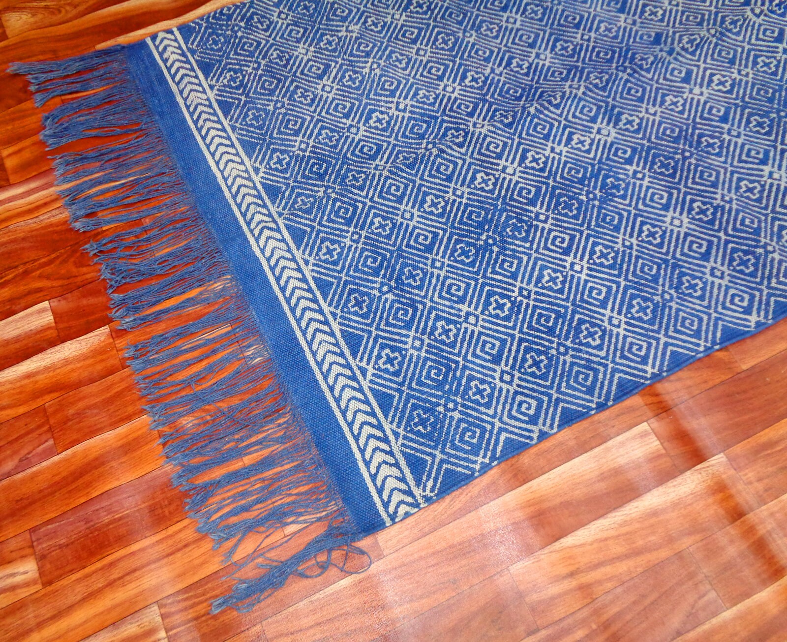 3x5.ft Indigo Rug Blue Rug Runner Handmade Cotton Rug Bohemian Etsy