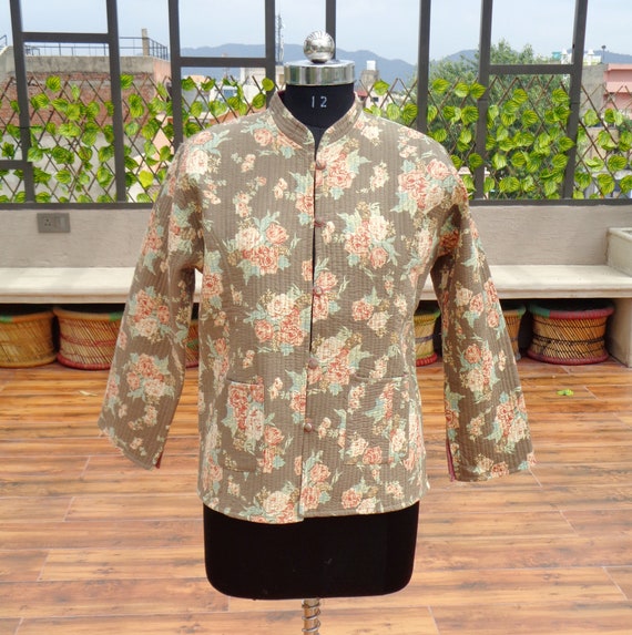 floral quilted jacket womens