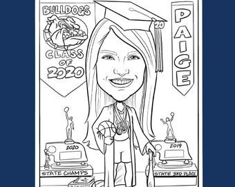graduation coloring pages etsy