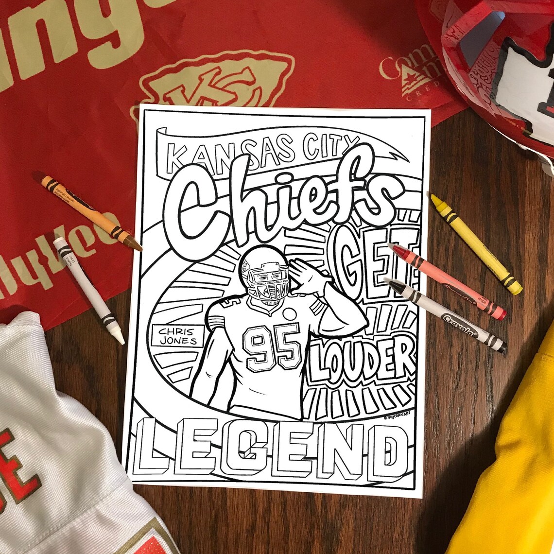Kansas City Chiefs Chris Jones Color Page | Etsy