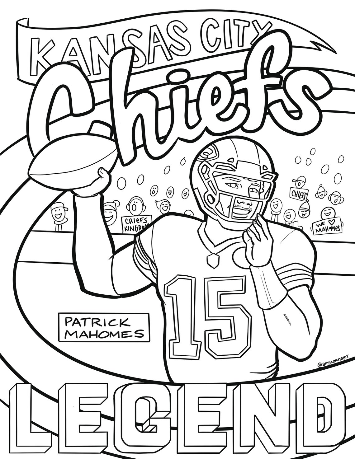 Kansas City Chiefs Mahomes Coloring Page Coloring Pages