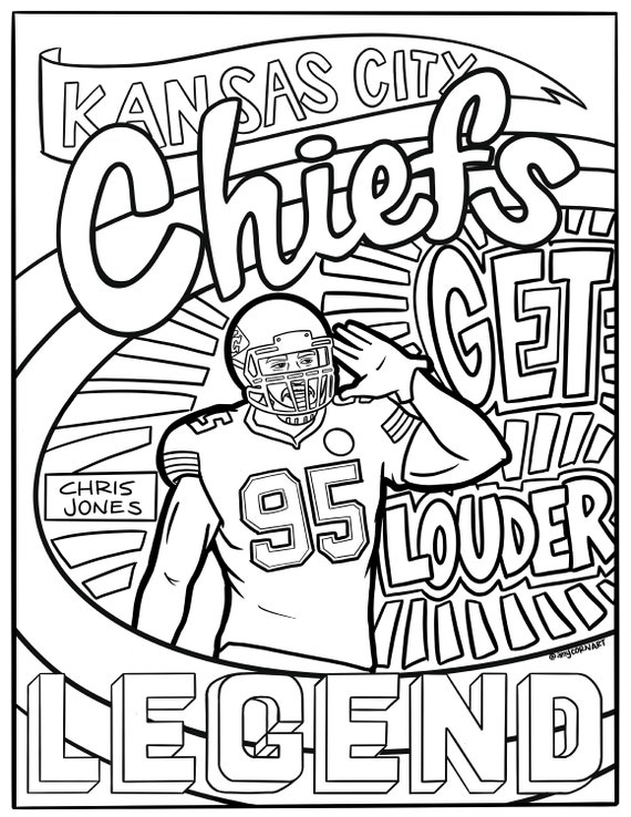 Kansas City Chiefs Chris Jones Color Page Etsy Ireland