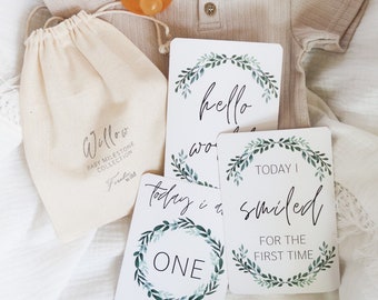 Leaf Baby Milestone Cards | Unisex Photo Prop, Set of 30