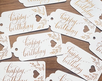 Calligraphy Custom Tags | Happy Birthday Gift Tags | Custom Gift Tags | Hand lettered Labels