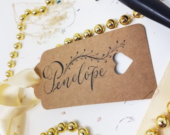Calligraphy Custom Brown Tags | Personalised Brown Tags | Custom Gift Tags | Hand lettered Labels