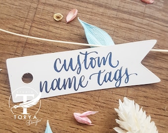Custom Mini Gift Tags Personalised Calligraphy Flag Gifts Tags Wedding Place Cards Party Favour Tags Hen Party Favours