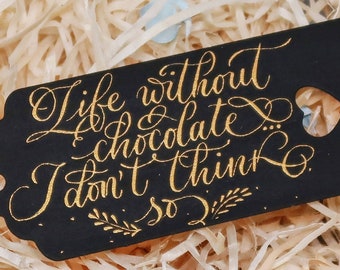 Calligraphy Custom Black Tags, Personalised Name Tags, Custom Gift Tags, Wedding Favor Tags, Hand Lettered Labels