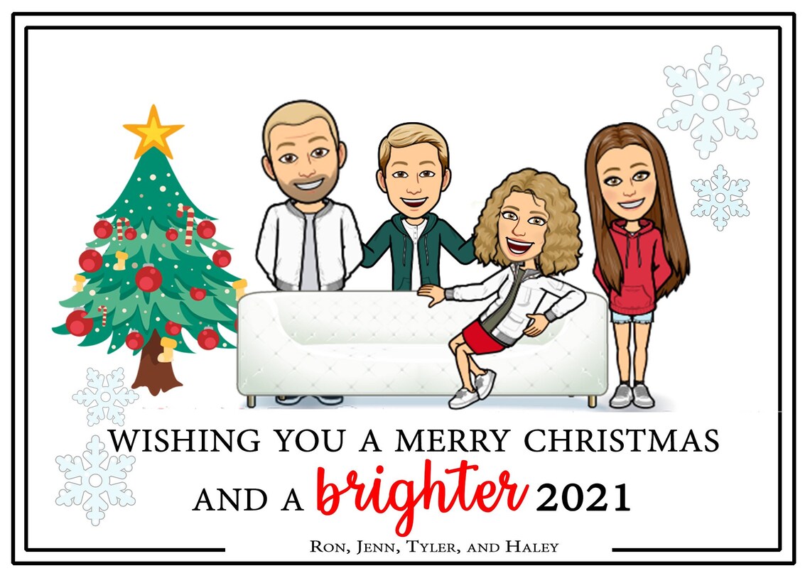 Bitmoji Christmas Cards. Bitmoji Cards. Family Christmas Etsy
