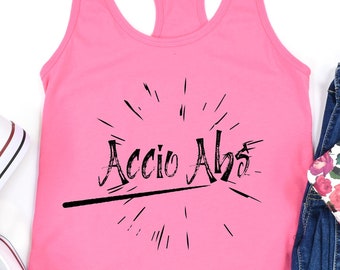 Accio Abs Tank Top, Wizard Wand Tank Top, Magic Book Racerback Tank Top, Magic Spell Tank, Wizard Workout Tank Top