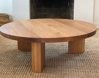 40" White Oak  Round 3 leg Coffee Table