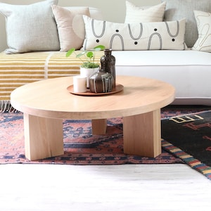 THE OG 40 White Oak Modern Round 3 leg Coffee Table image 3