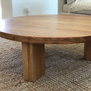 THE OG 40 White Oak Modern Round 3 leg Coffee Table image 8