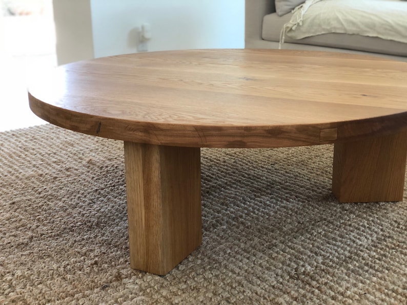 THE OG 40 White Oak Modern Round 3 leg Coffee Table image 8