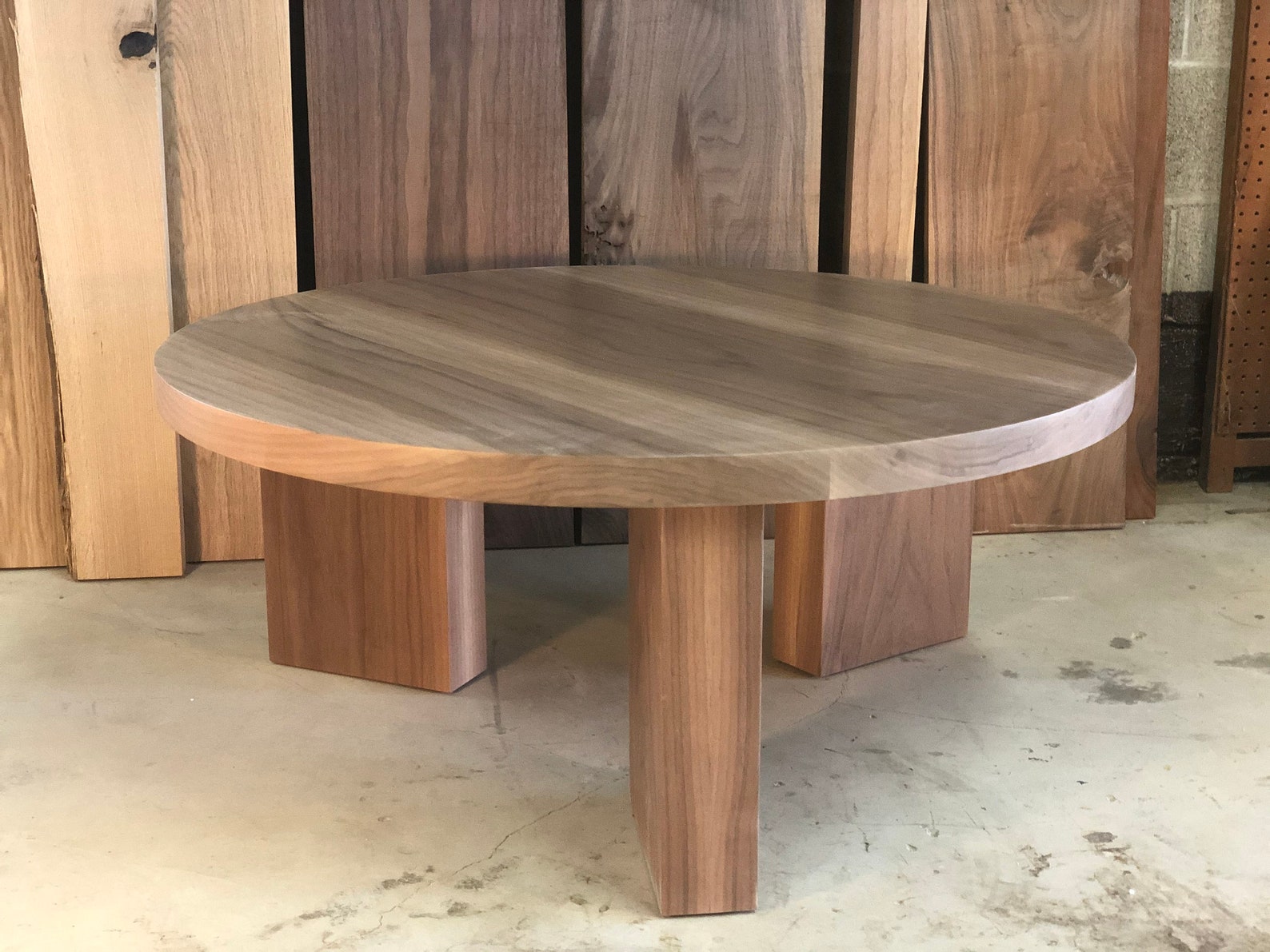 THE OG 40 White Oak Modern Round 3 Leg Coffee Table Etsy Canada