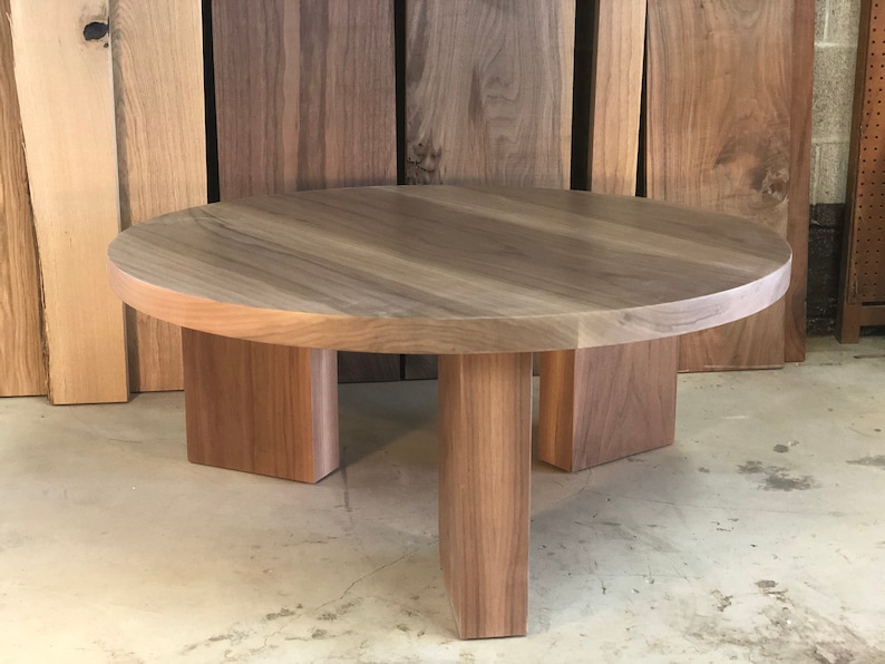 THE OG 40 White Oak Modern Round 3 leg Coffee Table image 10